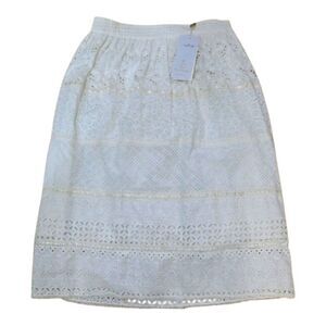 Barcarola Ivory Eyelet Midi Skirt Size M